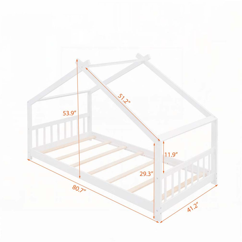 Lit en bois House House, Simple, Blanc