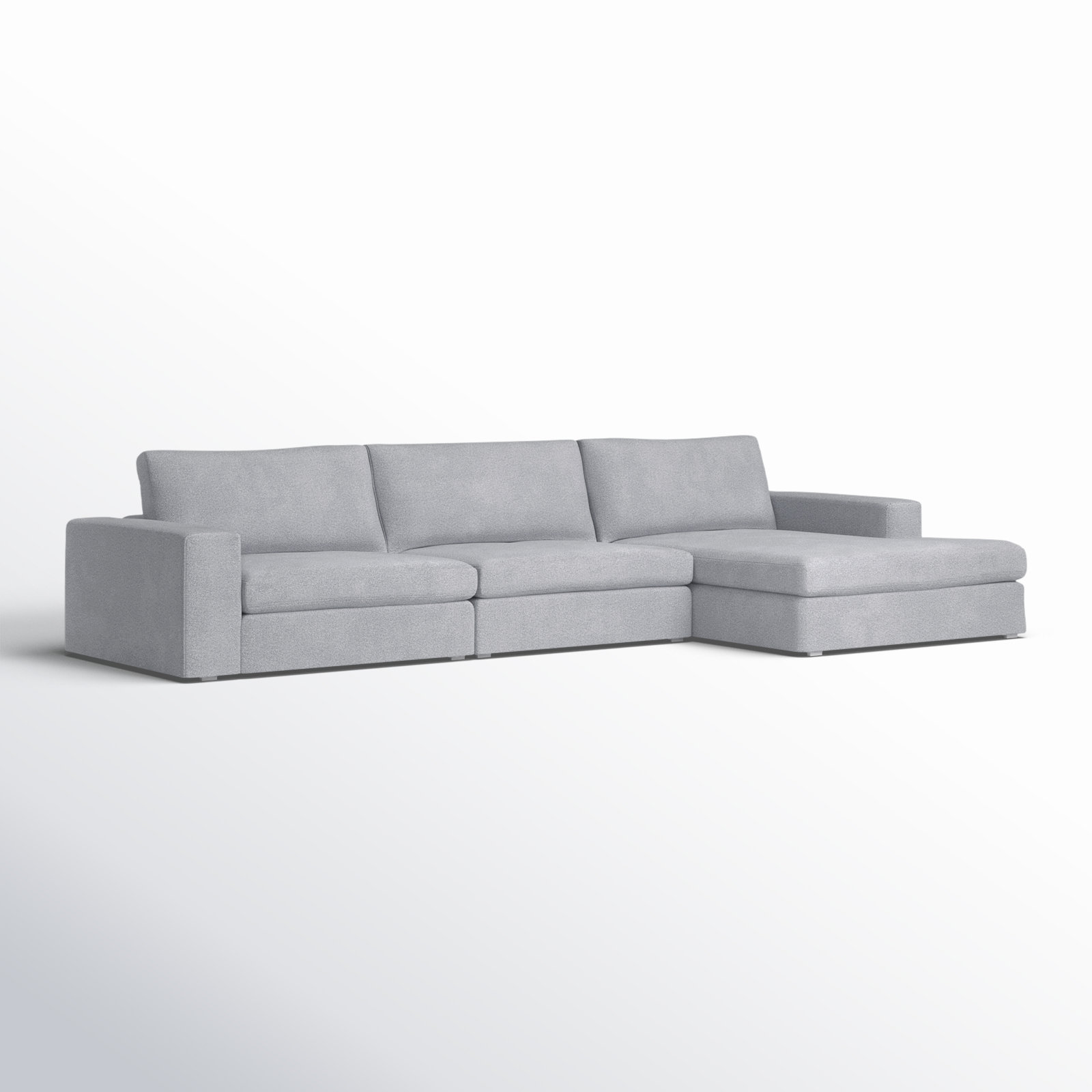 Ojai 3 - Piece Upholstered Sectional, Right Hand Facing, Light Gray Chenille