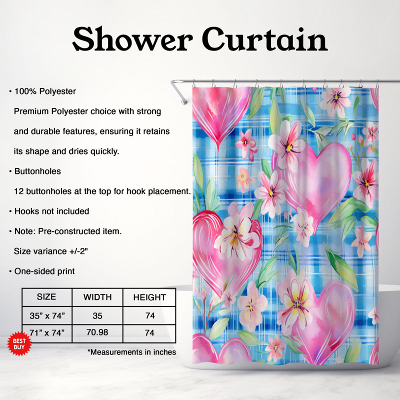 Rideau de douche standard 1 pièce, H 74 po x l 71 po