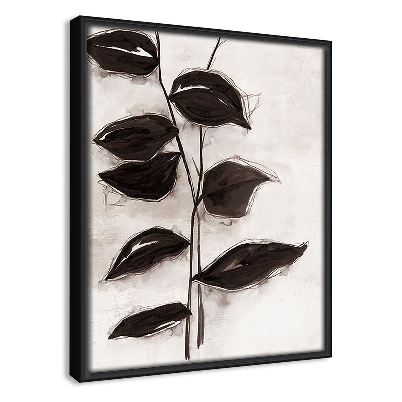 Feuilles I - Toile à cadre flottant, H 11,5 po x l 9,5 po x P 2 po, Cadre noir