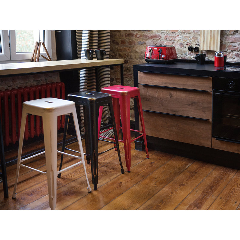 Iowa Park Bar Stool with Steel Frame, White