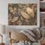 «Brown Foliage Harmony - Leaves Wood», art mural sur bois de pin naturel