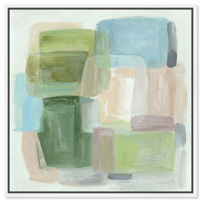 Ira Colmeva - Soft Structure I, impression sur toile encadrée, couleur sauge, par Art Remedy, cadre blanc, 61 x 61 cm
