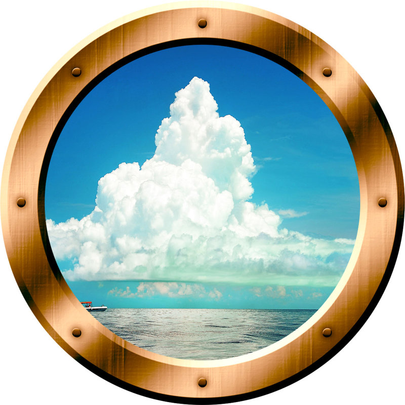 Décalcomanie murale en mer hublot 3d ocean, H 14 po x l 14 po x P 0,01 po, Bronze
