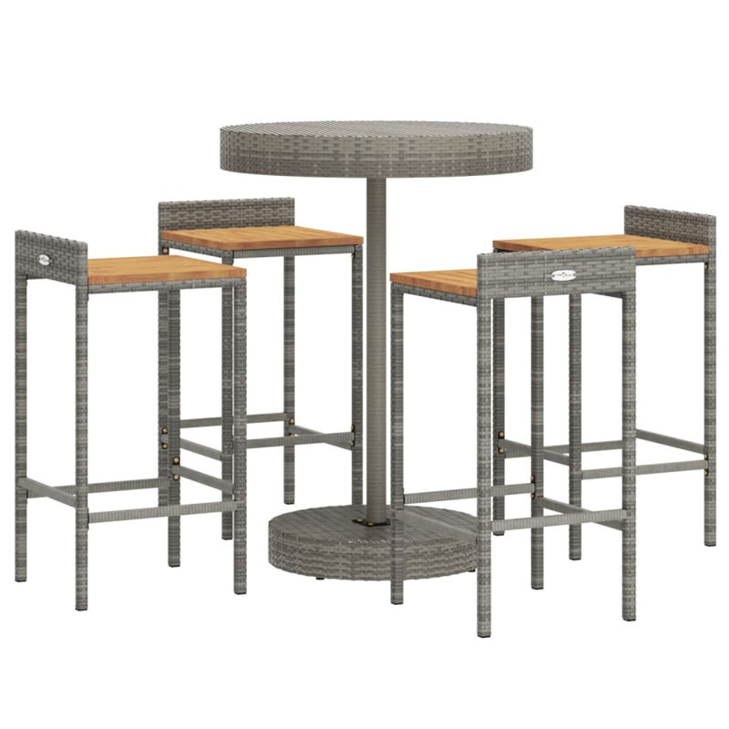 Makela 40cm Solid Wood Bar Set, Grey