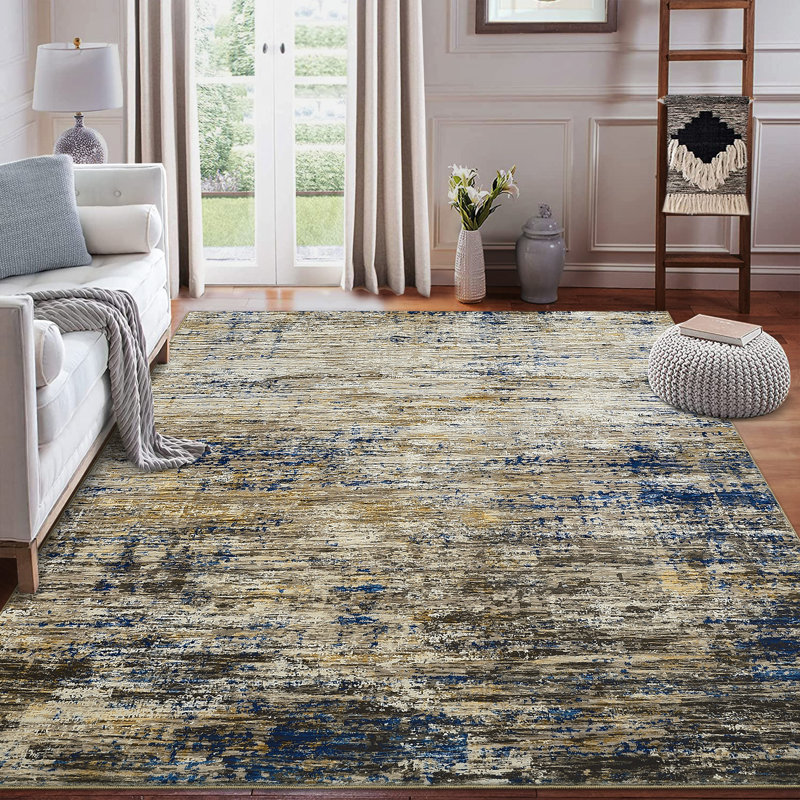 Non-Slip Machine Washable Area Rugs, Modern Abstract Rug with Non-Slip Backing for Living Room Bedroom Dining Room