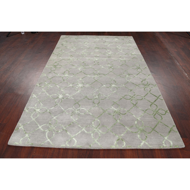 Tapis gris en laine / soie touffeté à la main Marylee