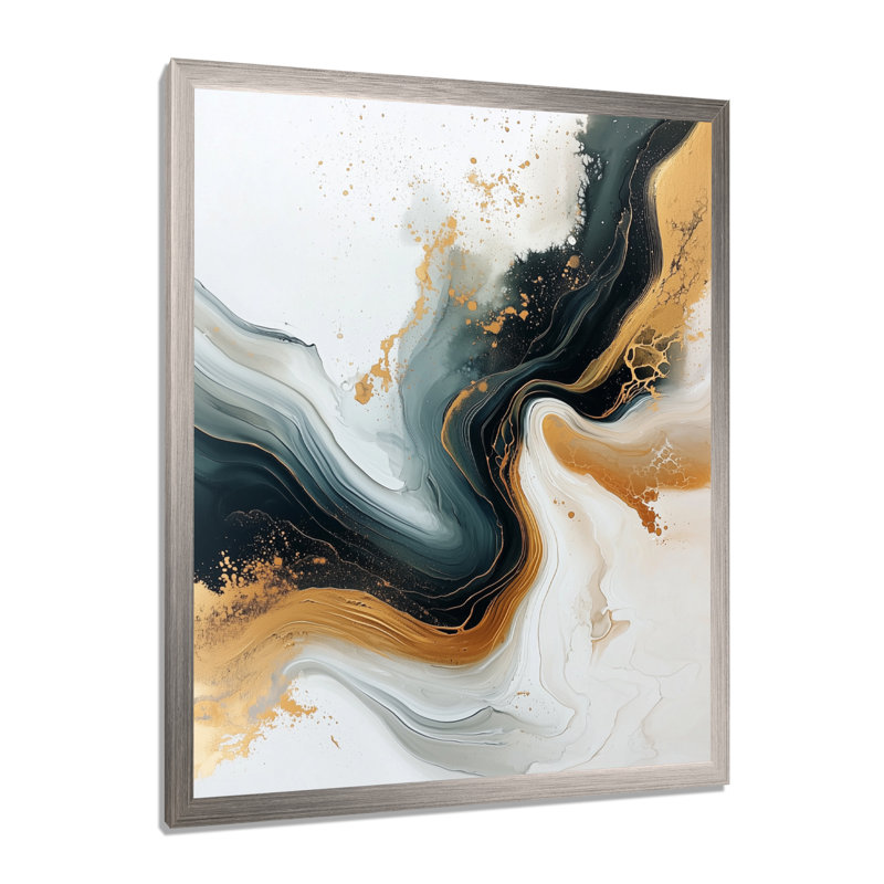 Nymir - Abstract Wall Art Prints, Silver, 40" H x 30" W, Single Picture Framed Print