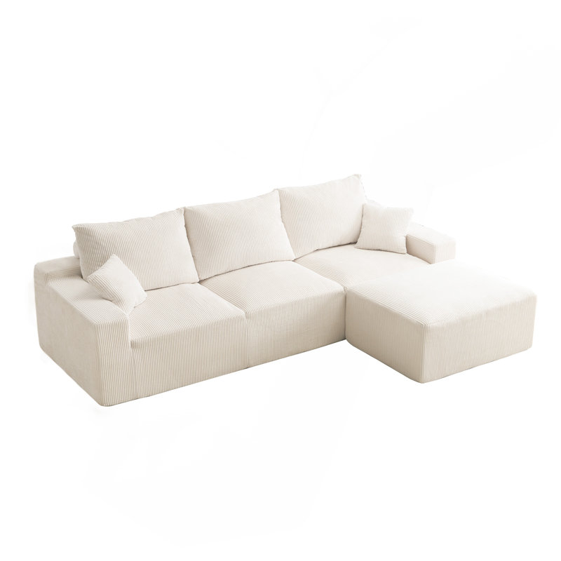Canapé modulaire en L «110», H 24 po x l 110 po x P 82 po, Beige