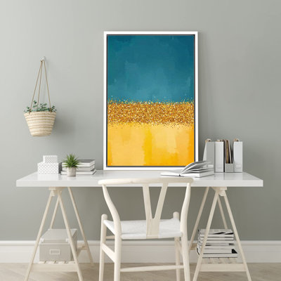Minimal paysage sarcelle doré jaune bloc de couleur dégradé sur