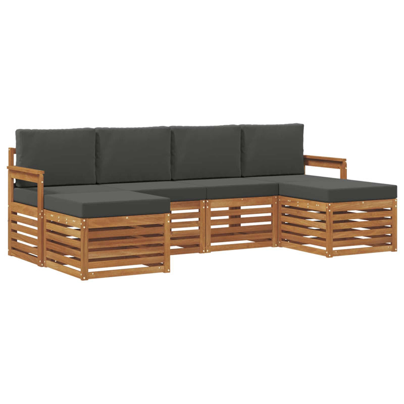  Ensemble de canapé 6 pièces en bois d'acacia naturel et anthracite massif