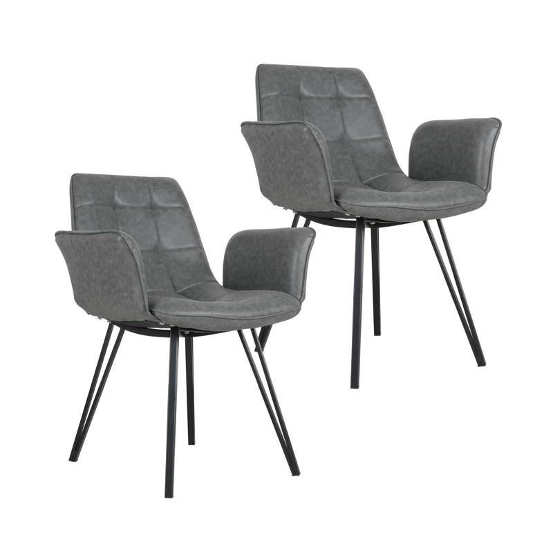 Sharolyn 18.9'' H Tufted Polyurethane Upholstered Armchair, Grey