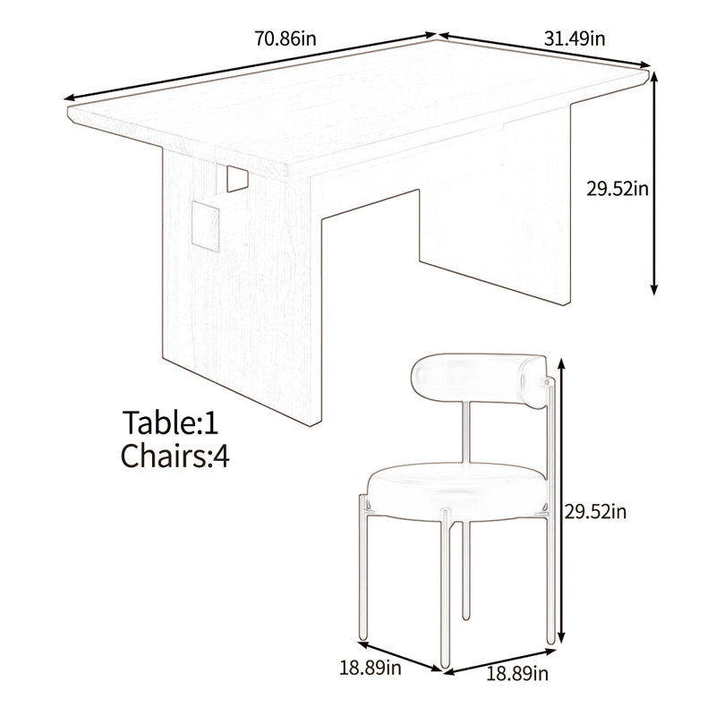 Ensemble de table Classic Classic, H 29,52 po x L 70,86 po x l 31,49 po