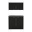 Une armoire à panneau de particules noir à deux tablettes, H 8 po x l 39,3 po x P 20,4 po et P 19,2 po 12,6 po, armoire de rangement fonctionnelle, armoire à deux tablettes, ajoute de la valeur à la pièce
