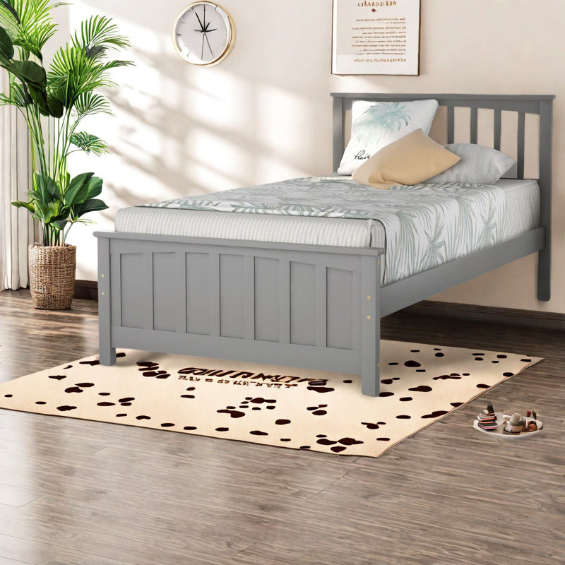 Lits simples en bois massif durable, finition grise moderne pour la maison