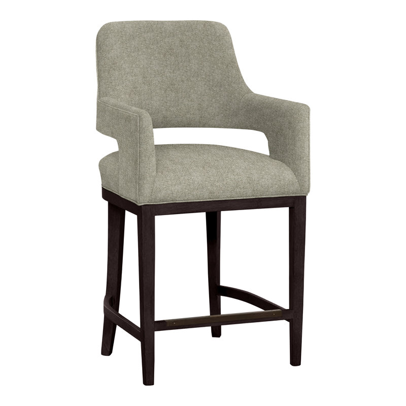 Josie Upholstered Stool with Solid Wood Frame, Espresso, Perigold Montage Cinder, Counter Stool (26.5" Seat Height)