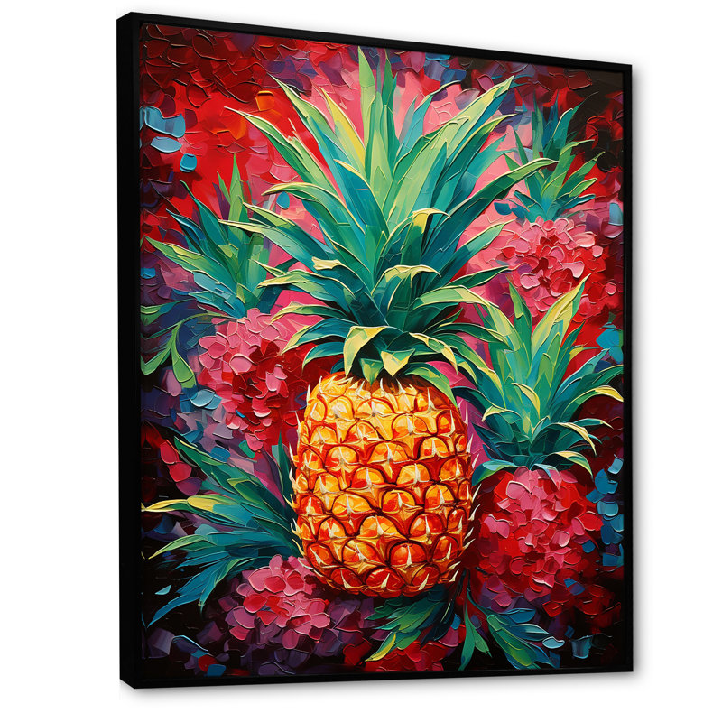 Oasis tropicale ananas I, Cadre flottant noir, H 40 po x l 30 po x P 1,5 po