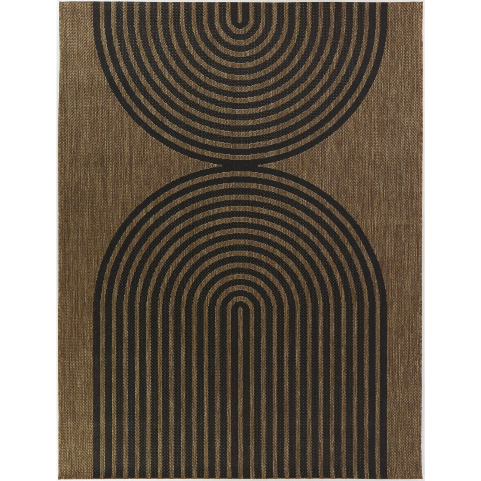 Sophia Flatweave Black/Brown Area Rug, Rectangle 7'10" x 10'