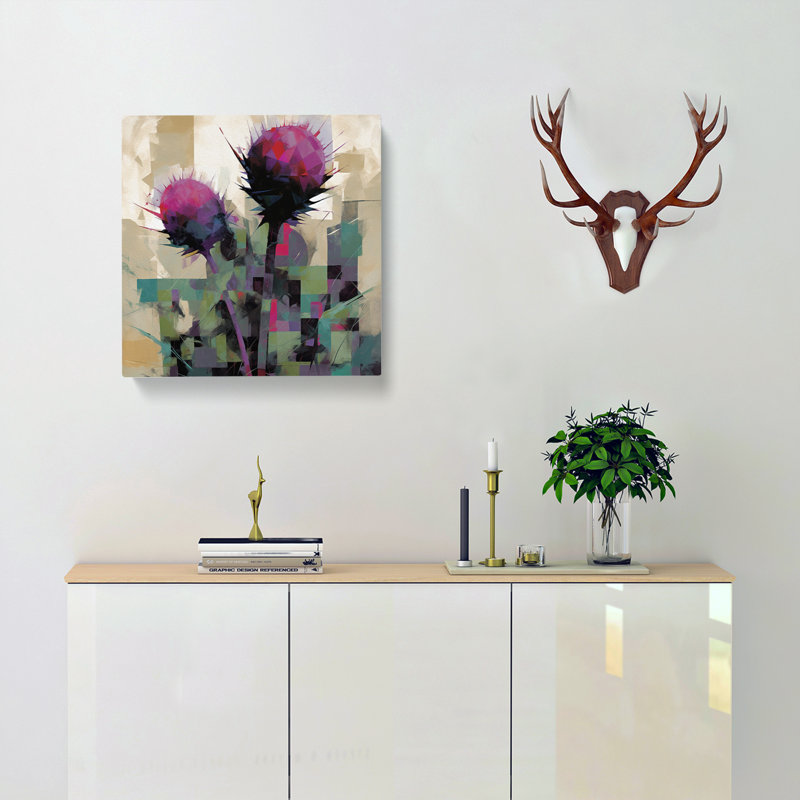 Thistle Suprematism - Wrapped Canvas - Framed Print