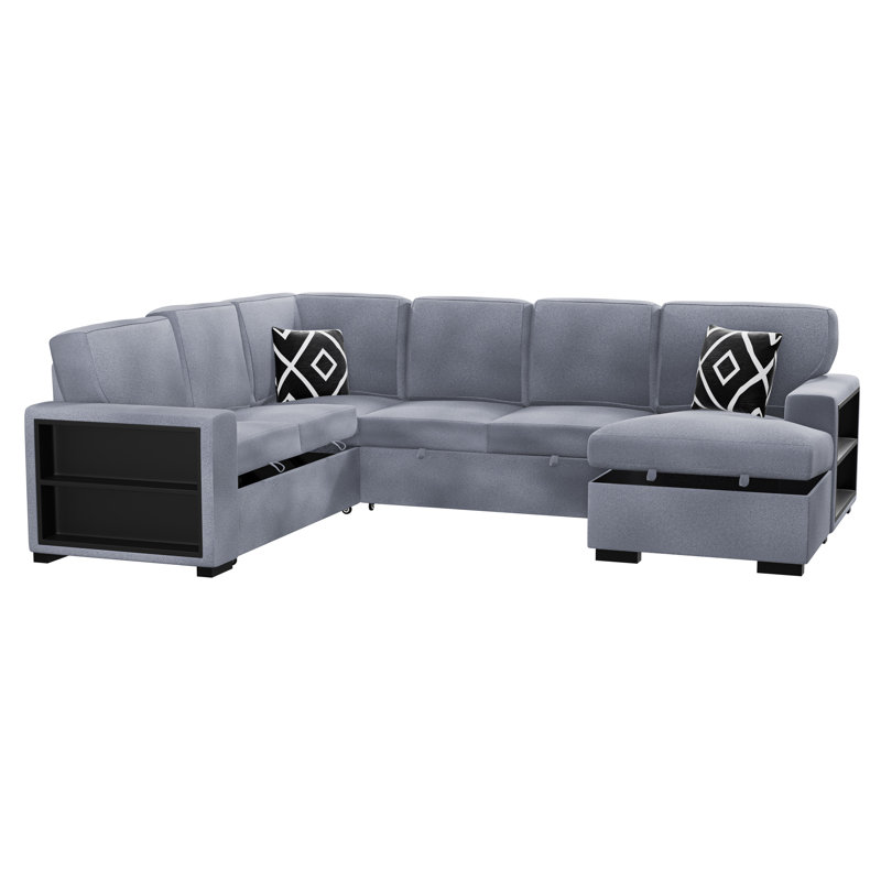 Canapé modulaire convertible 4 pièces Willis, Boucle gris