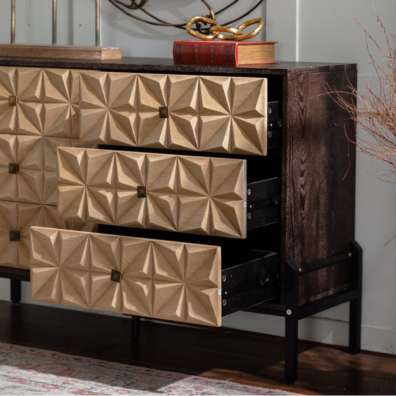 Commode 6 tiroirs avec motif géométrique
