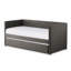 Méridienne avec lit gigogne escamotable et structure en bois à garniture cloutée-29340062