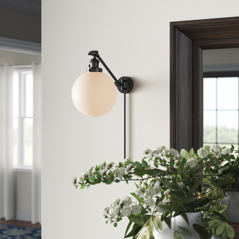 Bras pivotant à 1 lumière à intensité variable, Blanc mat, Noir mat