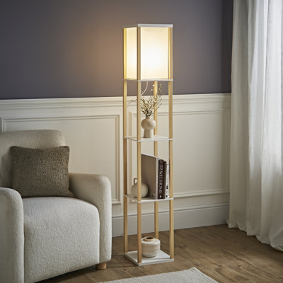 Lena Struttura 160cm Floor Lamp Wooden Shelves Floor Lamp in 4 Colours