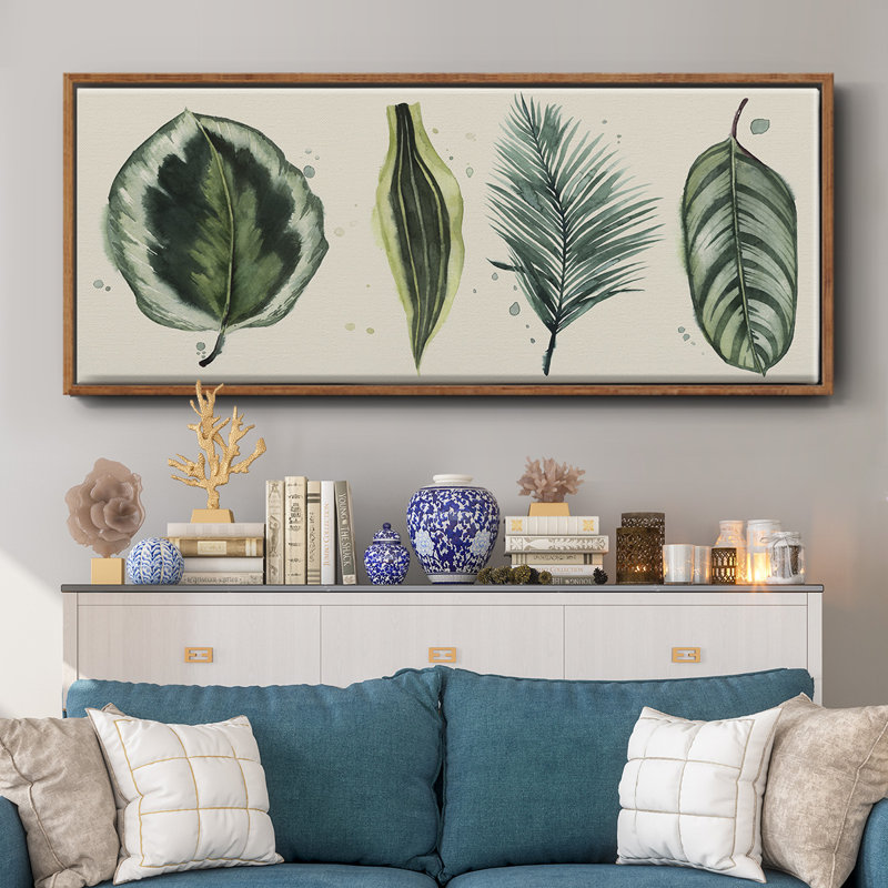 Palm Line- Framed Canvas, 20" H x 50" W