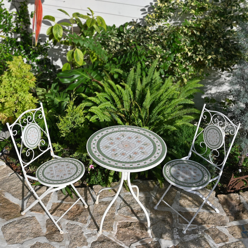 Ensemble de bistro extérieur pour 2 personnes, petite table de salle à manger rétro et ensemble de chaises pour patio, balcon, ensemble de tables de patio rondes