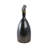 Elegant Bottle Silhouette Glass Flower Vase with Topper and Metal Rim for Living Room Display - Tall Table Vase Accent for Home Decor - Black & Silver-2126991537