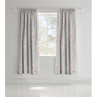 Canterbury Floral Lined Pencil Pleat Curtains