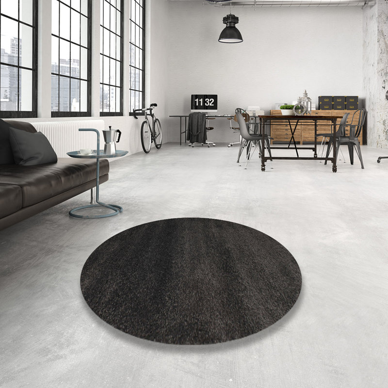 Tapis contemporain noir, Rond 4 pi