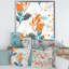 Boho orange et feuilles bleues - reproduction d'art sur toile traditionnelle-66836766-66836768