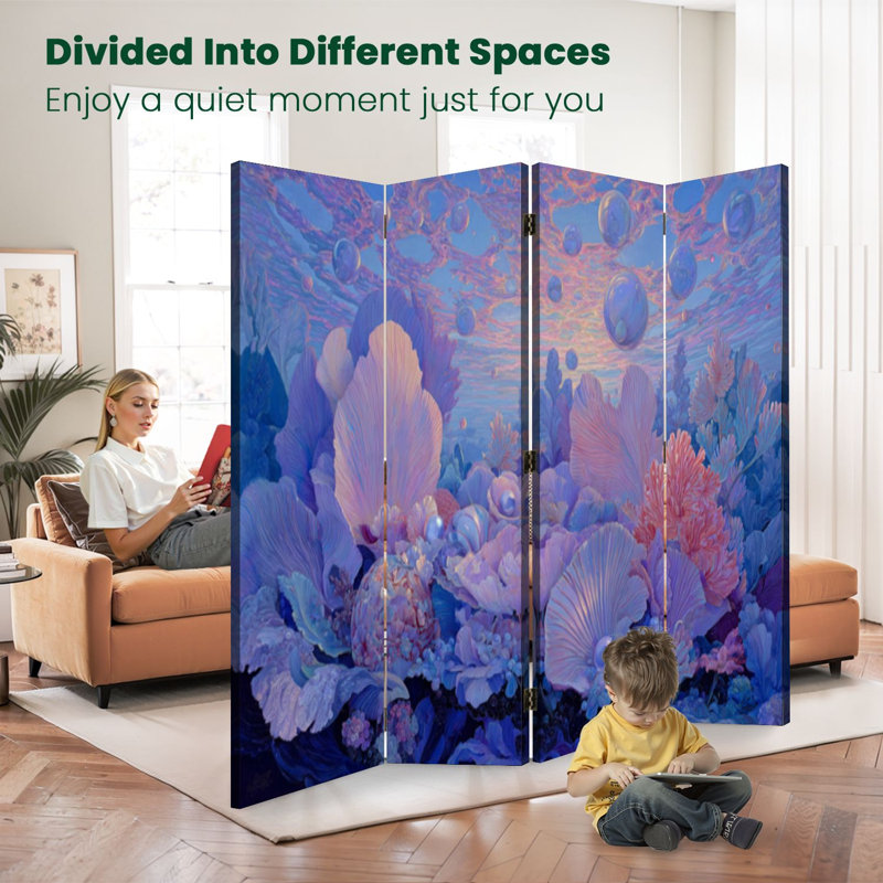 Paravent 4 panneaux à cloison pliable Royal Underwater World, 4, 71" H x 64" W x 1" D