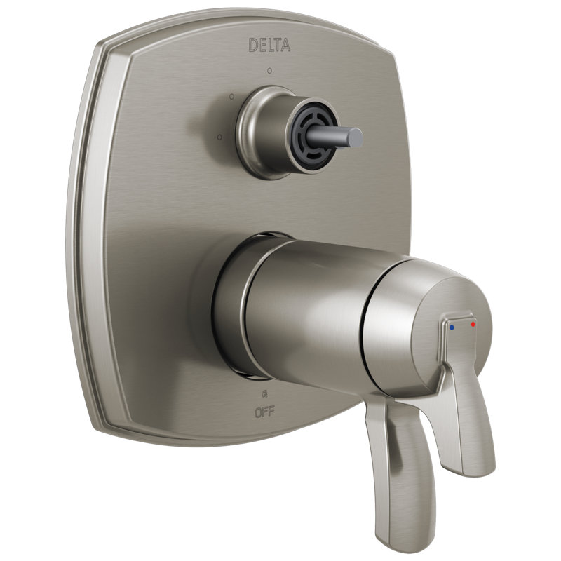 17 Thermostatic Integrated Diverter Trim with Three Function Diverter Less Diverter Handle, Stainless