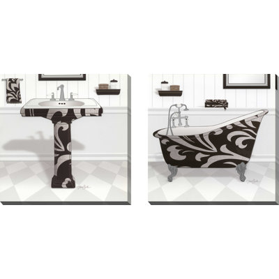 " Black Damask Sink " 2 - Pieces