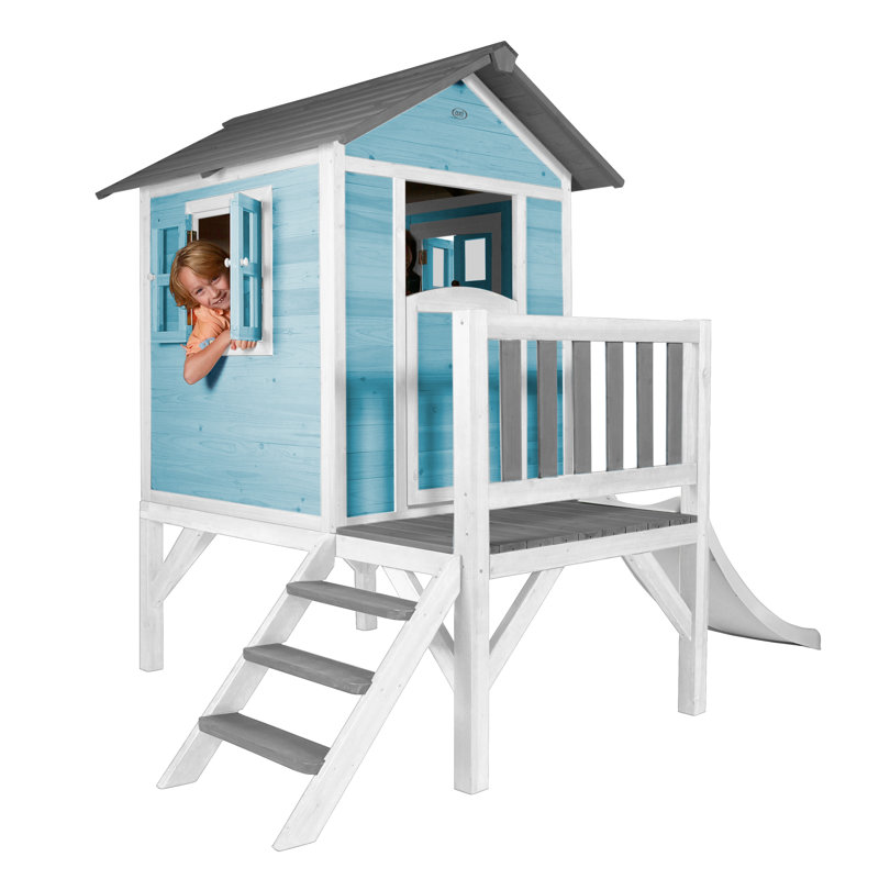AXI 261cm W x 167cm D Outdoor Hemlock Wood Luxury Playhouse, Blue