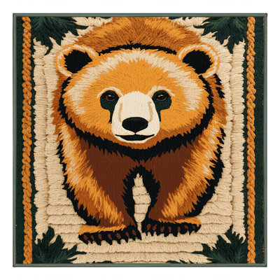 Washable Sun Bear Wildlife Area Rug