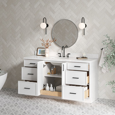 ARIEL Kelly  Single Sink Bathroom Vanity with Carrara Quartz Top