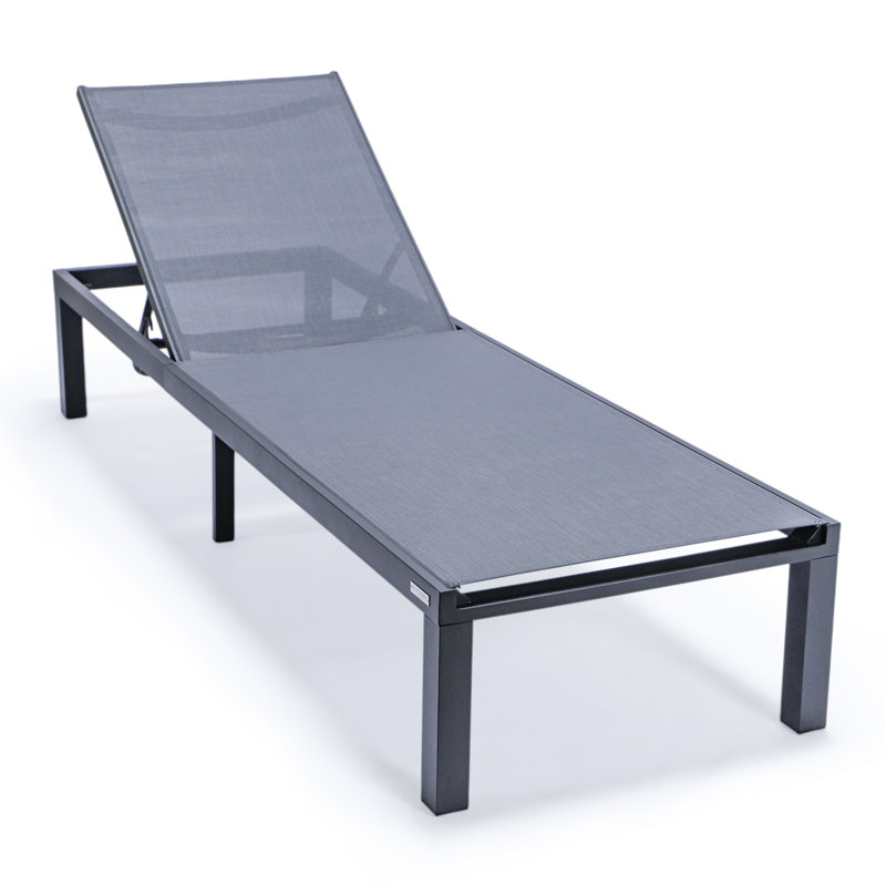Marlin Modern Aluminum Outdoor Reclining Chaise Lounge - Weather-Resistant Sling Patio Chair for Poolside & Sunbathing