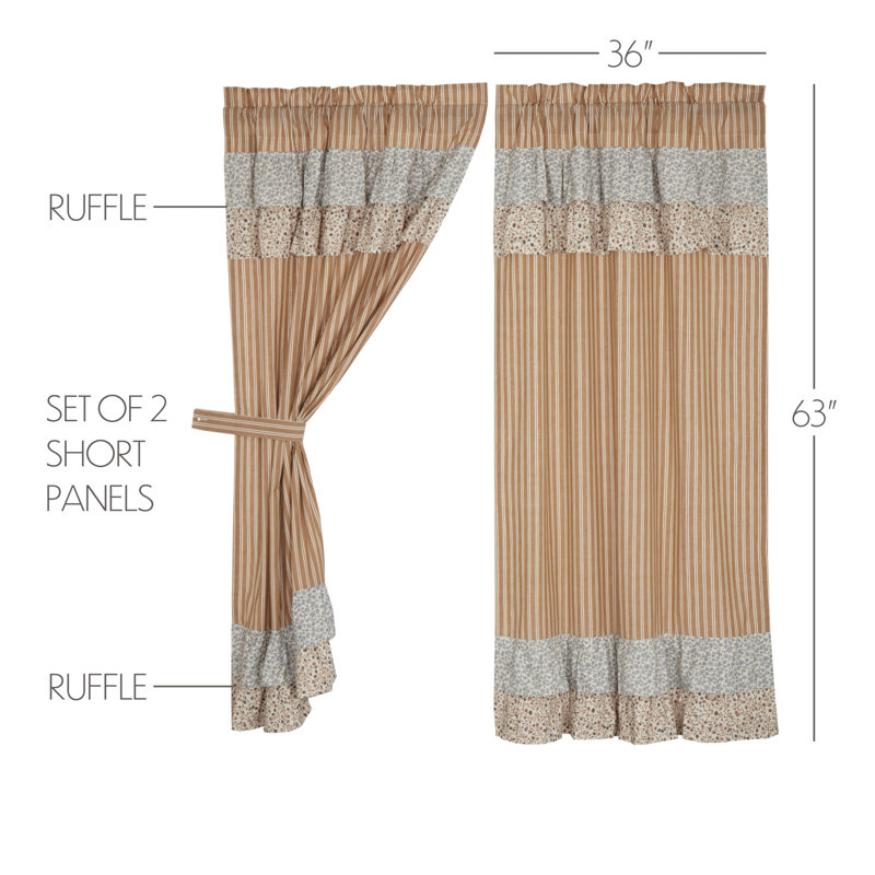 Paire de rideaux obscurcissant avec passe-tringle Louann, Or / bleu marine / crème, l 36 po x L 63 po