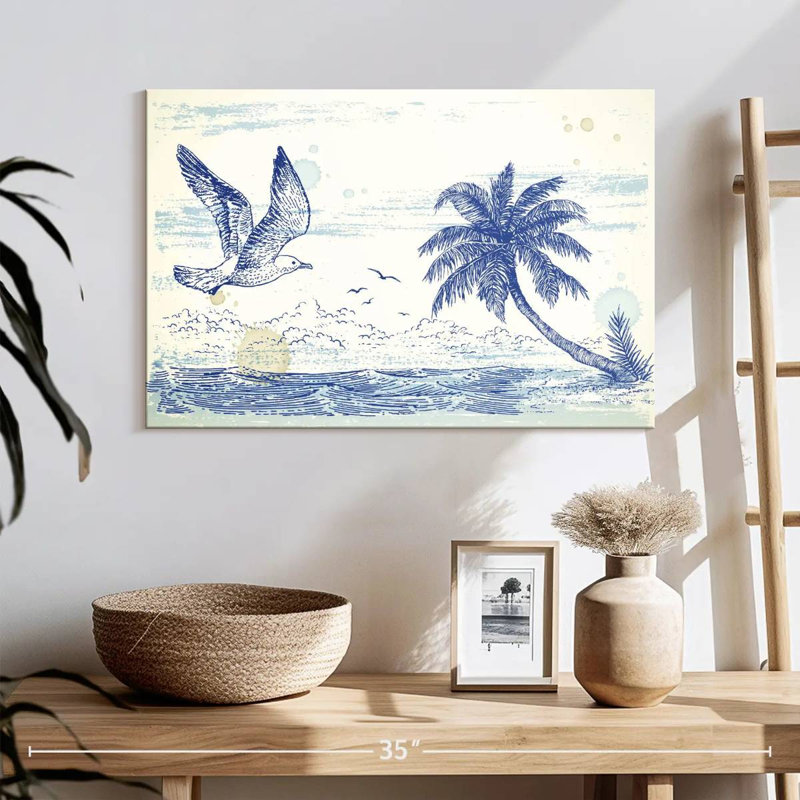Summer Beach Drawing, 16" H x 24" W