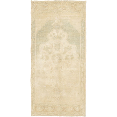 Tapis yastik avoine turque rétro vers 1950, 1 pi 9 x 3 pi 8