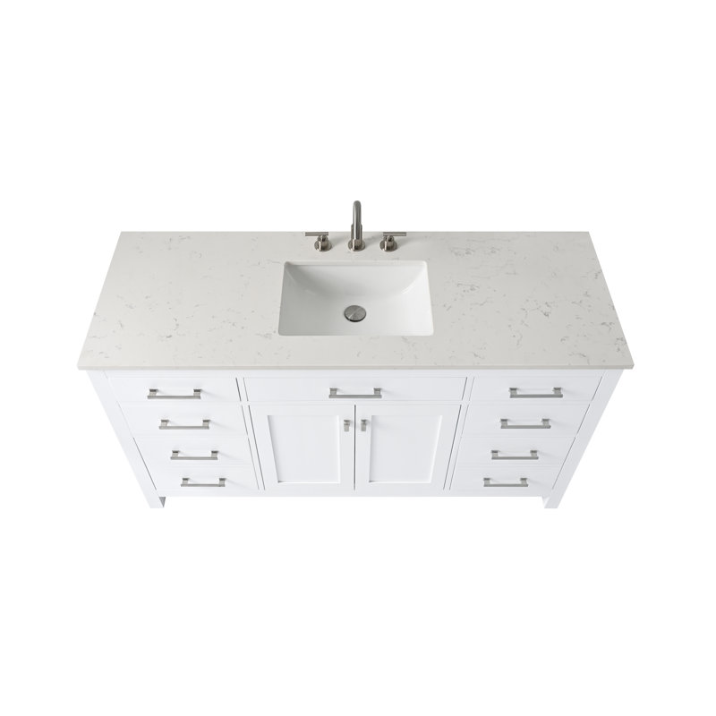 Trevor 60" W Single Vanity, White/Brushed Nickel