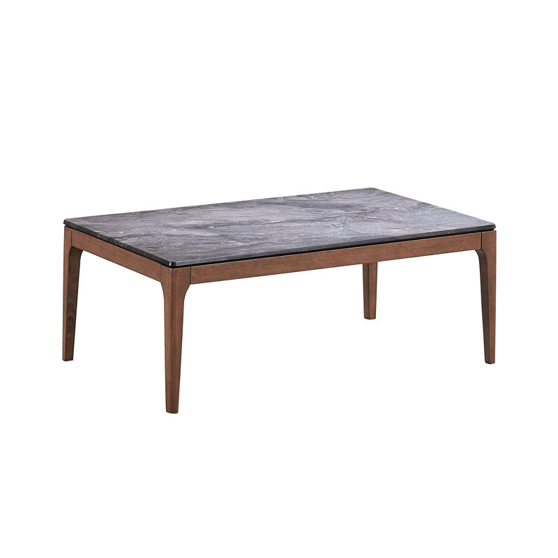 Idoia Engineered Stone Top & Walnut Finish Rectangular Coffee Table