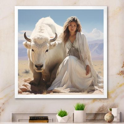 " White Buffola Calf Native Woman I "