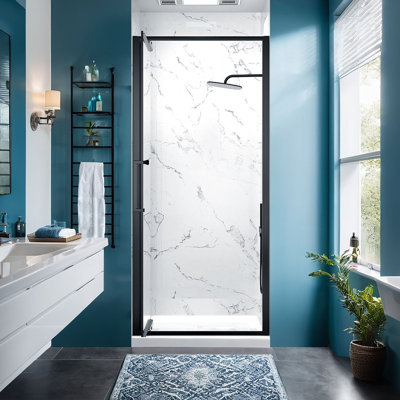 Porte de douche pliante sans cadre de 35 po à l 36 po x H 72 po avec verre de sécurité trempé de 1/4 po