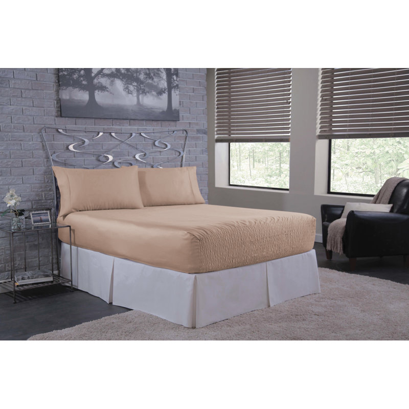 500 Thread Count Cotton BedTite Tight Grip Sheet Set, Full/Double Sheet Set with 2 Pillowcases, Peach