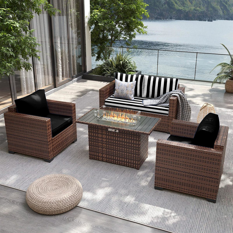 3-piece Outdoor Loveseat Cushion Set - 48x24 In,thick, Waterproof Patio Deep Seat Chair Cushions For 2-person Wicker Rocker,bench -all-weather For Porch, Garden